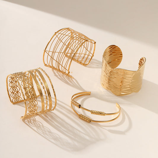 Geometric Hollow Open Bangle