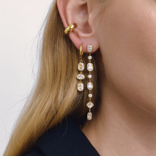Colorful Zircon Tassel Earrings