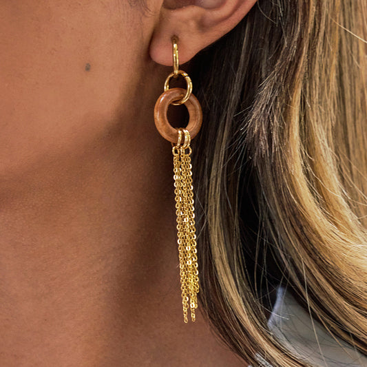 Wood Tassel Earrings