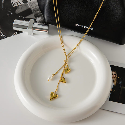 Heart Tassel Y-Shaped Long Necklace