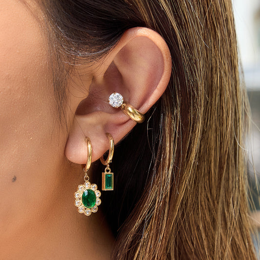 Minimalist Green Flower Earrings
