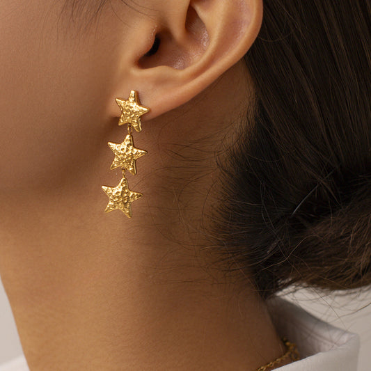 Stainless steel 18k gold-plated star earrings
