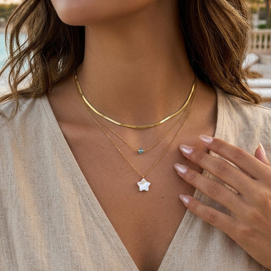 Minimalist Star & Freshwater Pearl Necklace