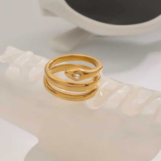 Stainless steel 18k gold-plated snake ring