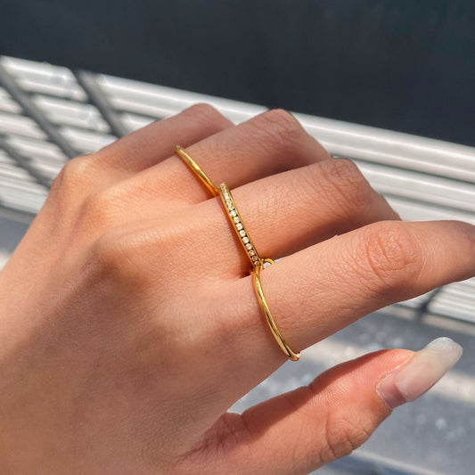 Stainless steel 18k gold-plated stacking rings