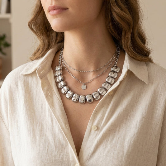 Silver Bold Statement Necklace