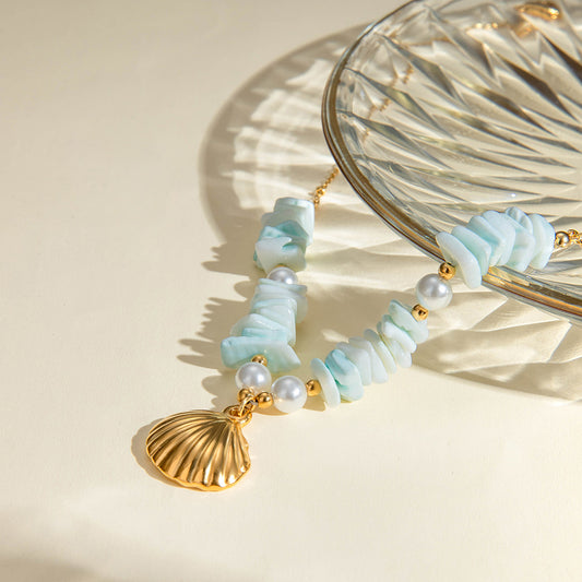 Stainless steel 18k gold-plated ocean style necklace