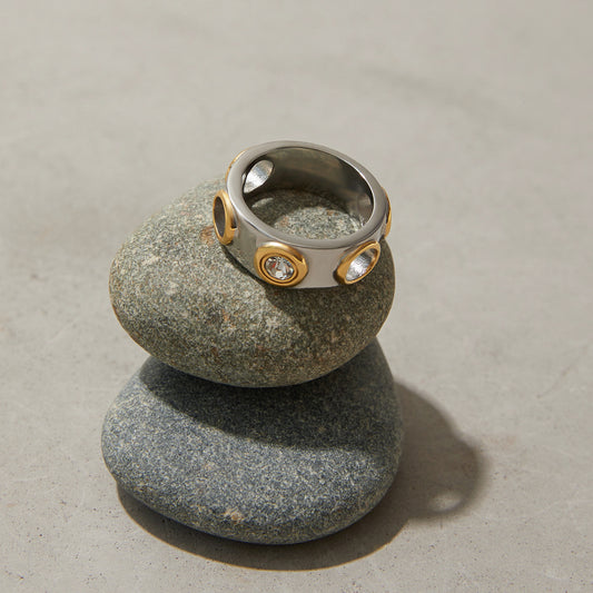 Color Block Zircon Ring