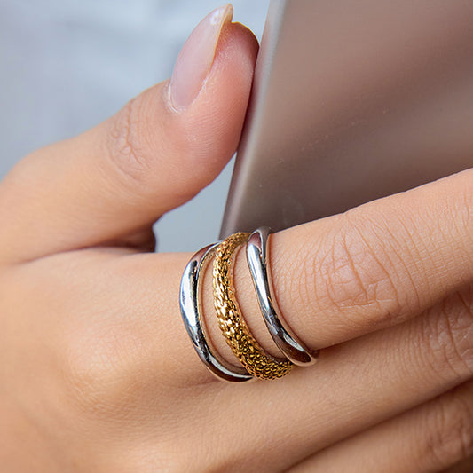 Two-tone titanium steel ring