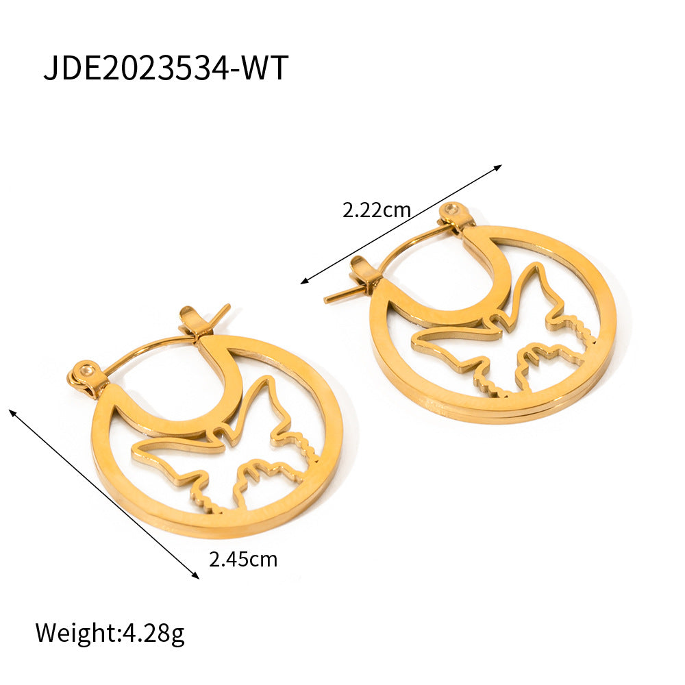 Stainless steel 18k gold-plated butterfly earrings