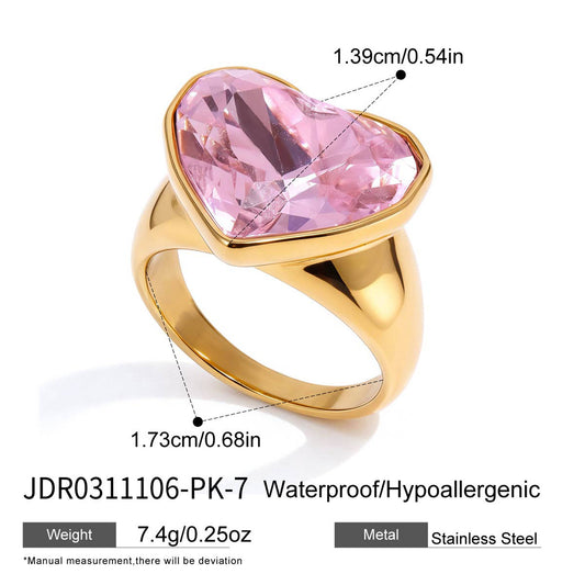 Stainless steel 18k gold-plated heart ring