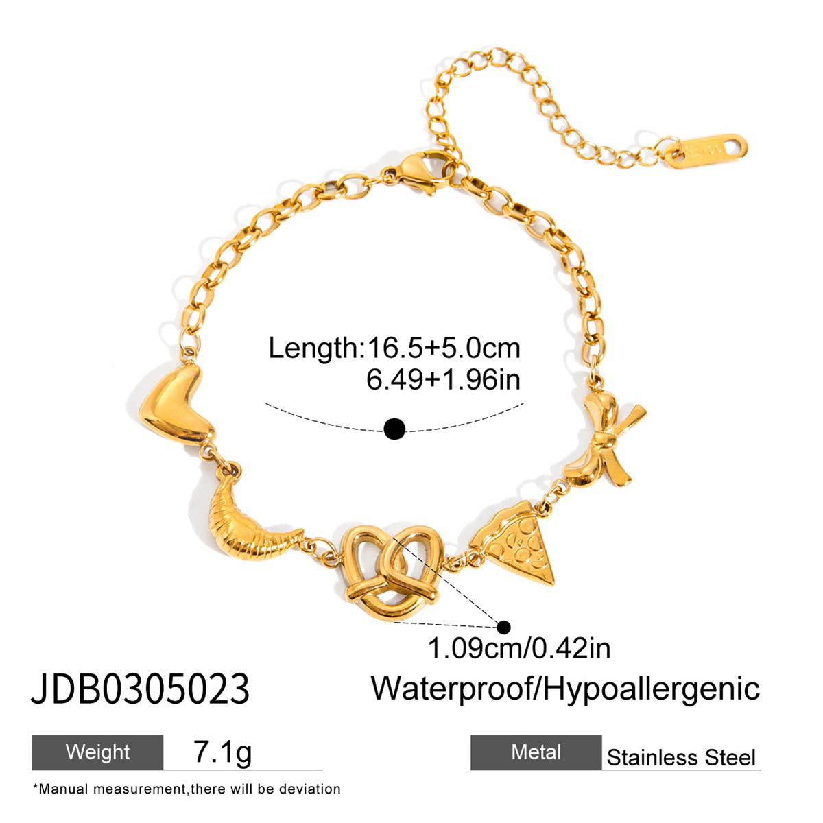 Stainless steel 18k gold-plated bracelet