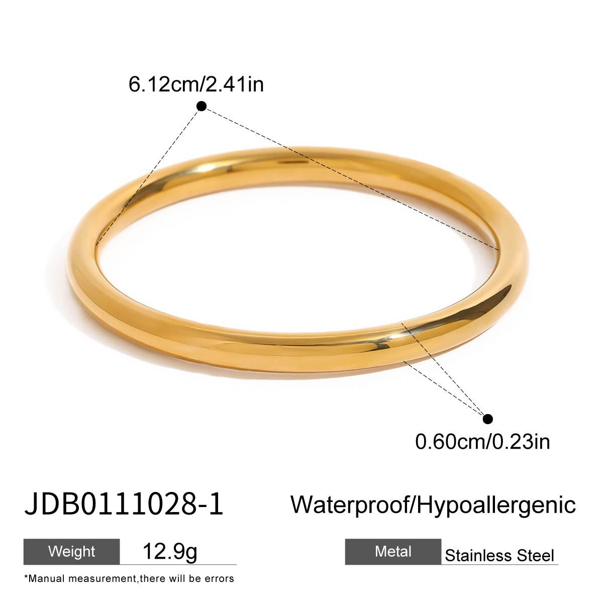 Stainless steel 18k gold-plated plain bracelet