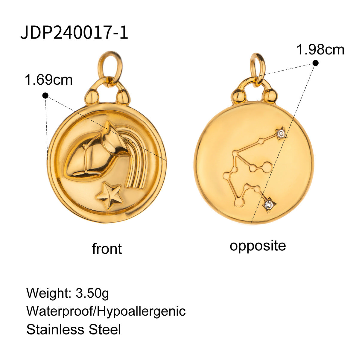 Stainless Steel 18k gold-plated Constellation Jewelry Accessories DIY Pendant