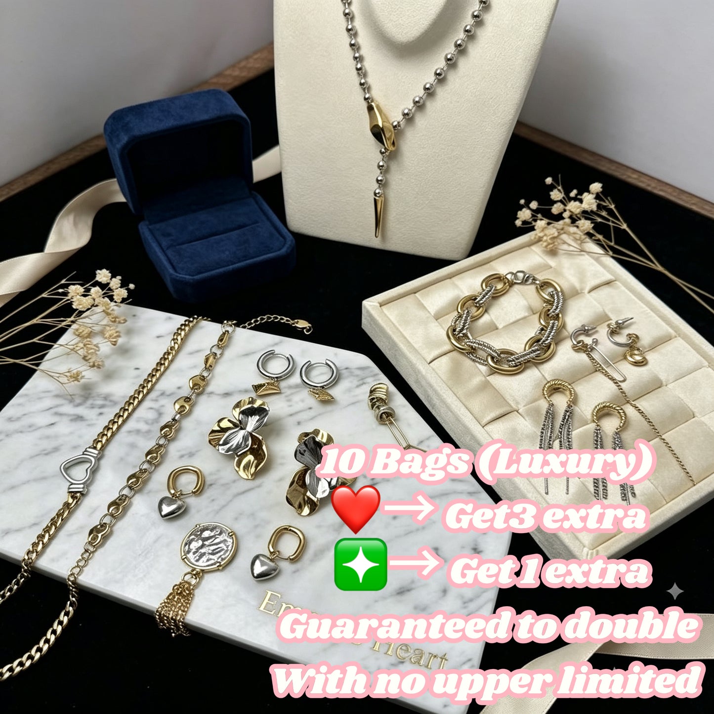 (LUXURY) 10 PCS +15 PCS - Stainless Steel Jewelry Mystery Bundle