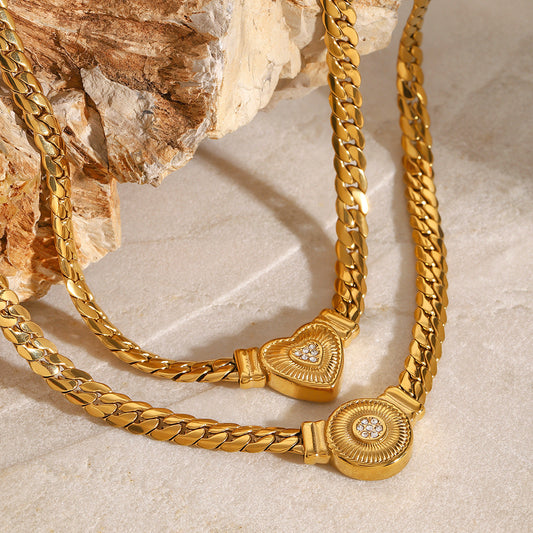 Stainless steel 18k gold-plated collarbone necklace