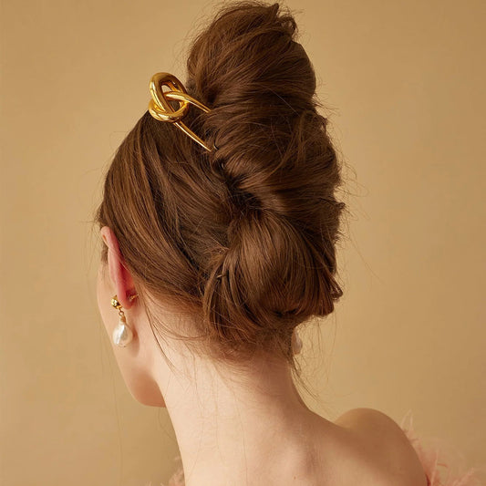 Stainless steel 18k gold-plated hair stick