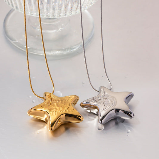 Stainless steel 18k gold-plated star necklace