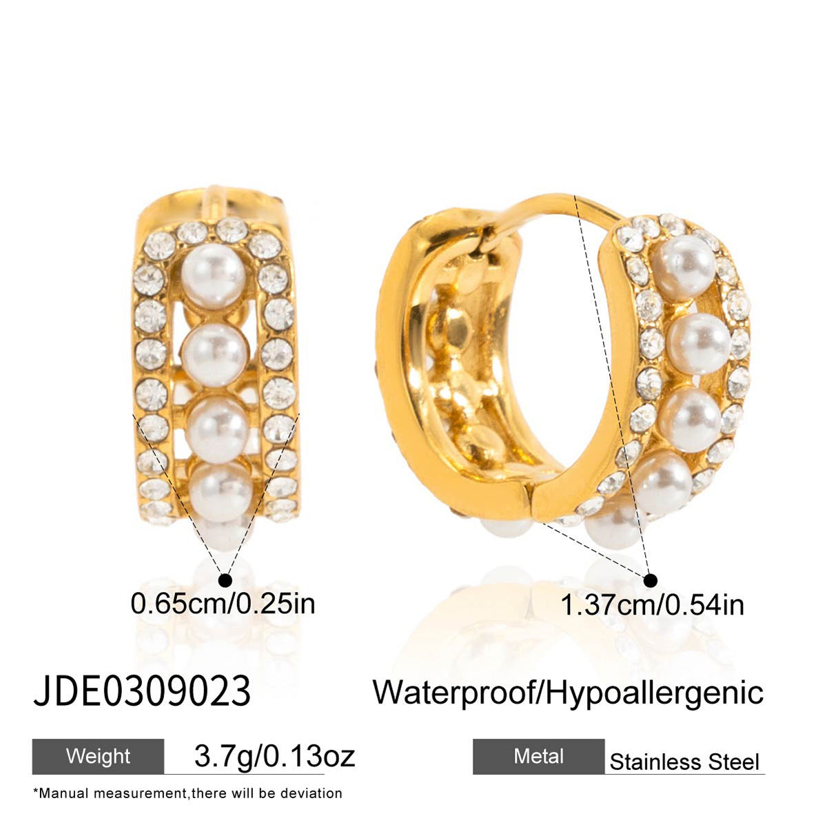 Titanium Steel Pearl Hoop Earrings