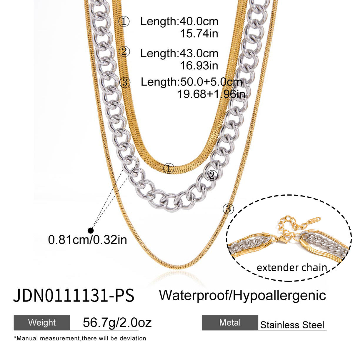 Three Layer Cuban Link Necklace