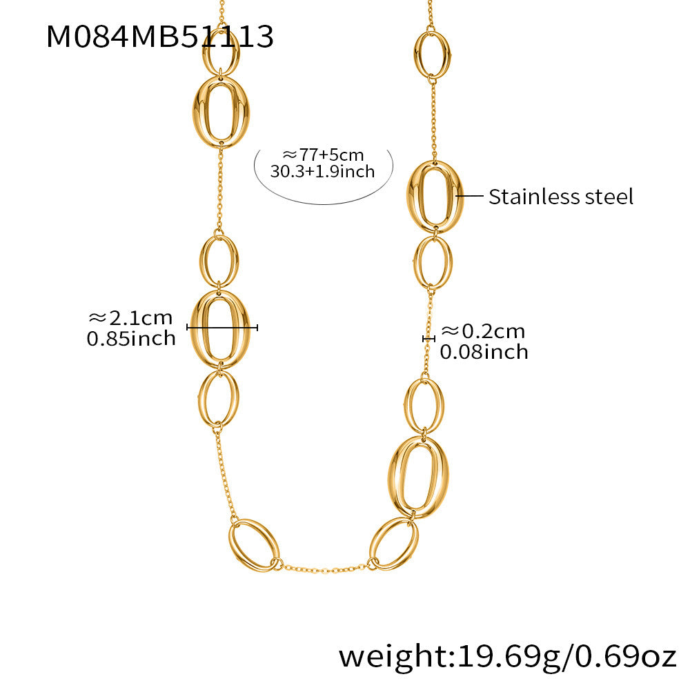 Hollow Oval Splicing Long Sweater Necklace