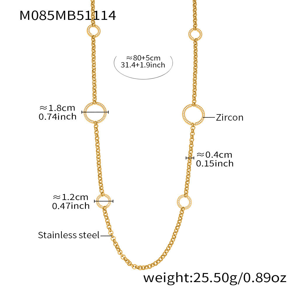 Zircon Double Layer Circle Pendant Necklace