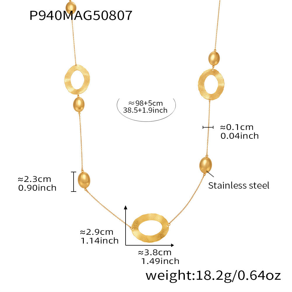 Oval Hollow Long Sweater Necklace