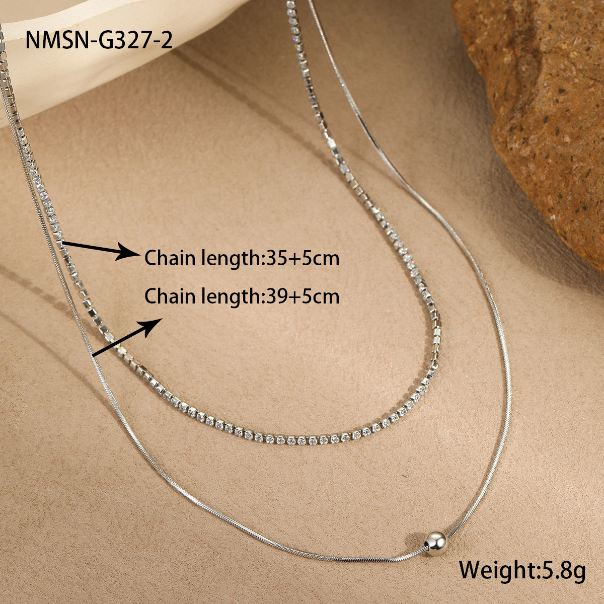 Double Layer Zircon Layered Necklace