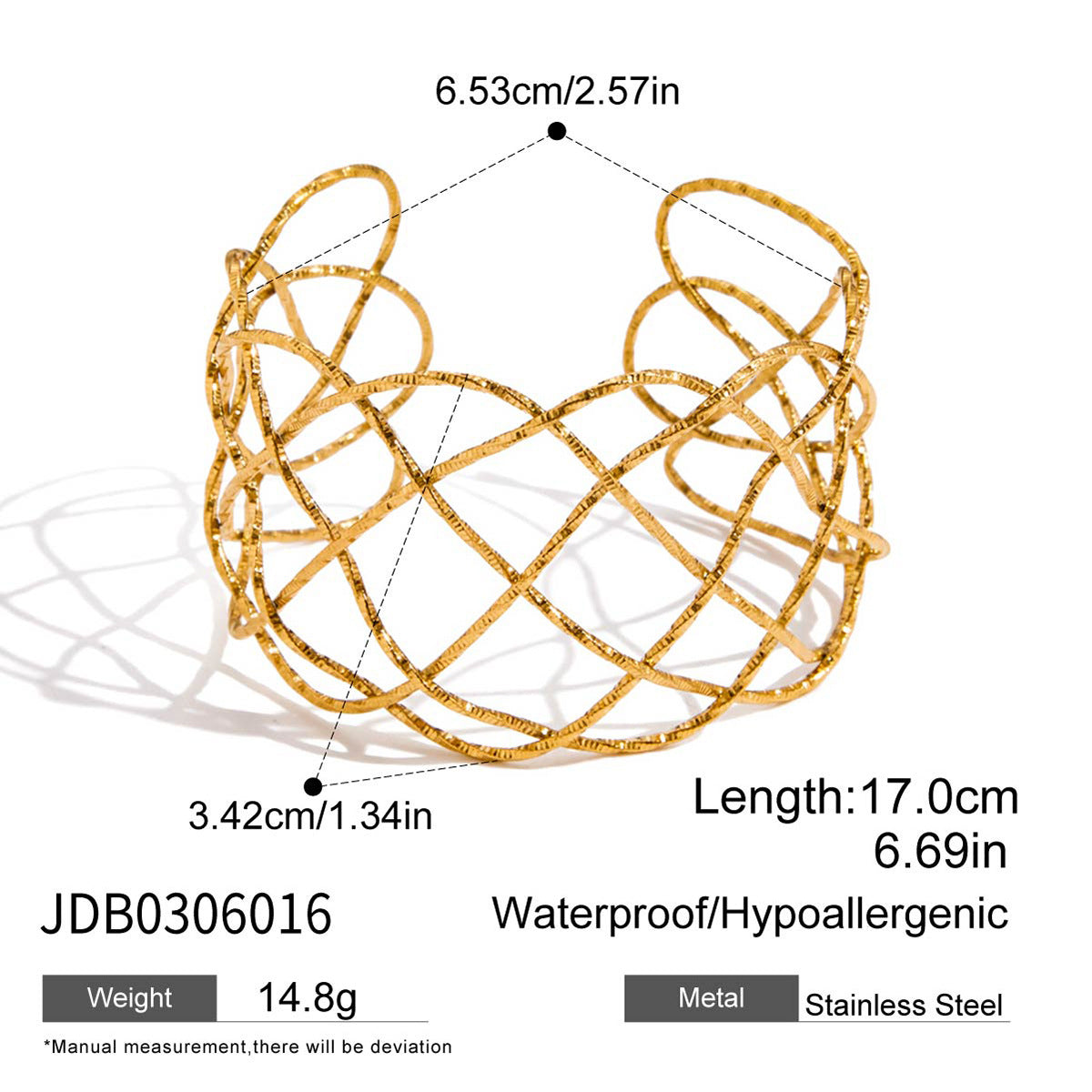 Hammered Texture Hollow Bangle