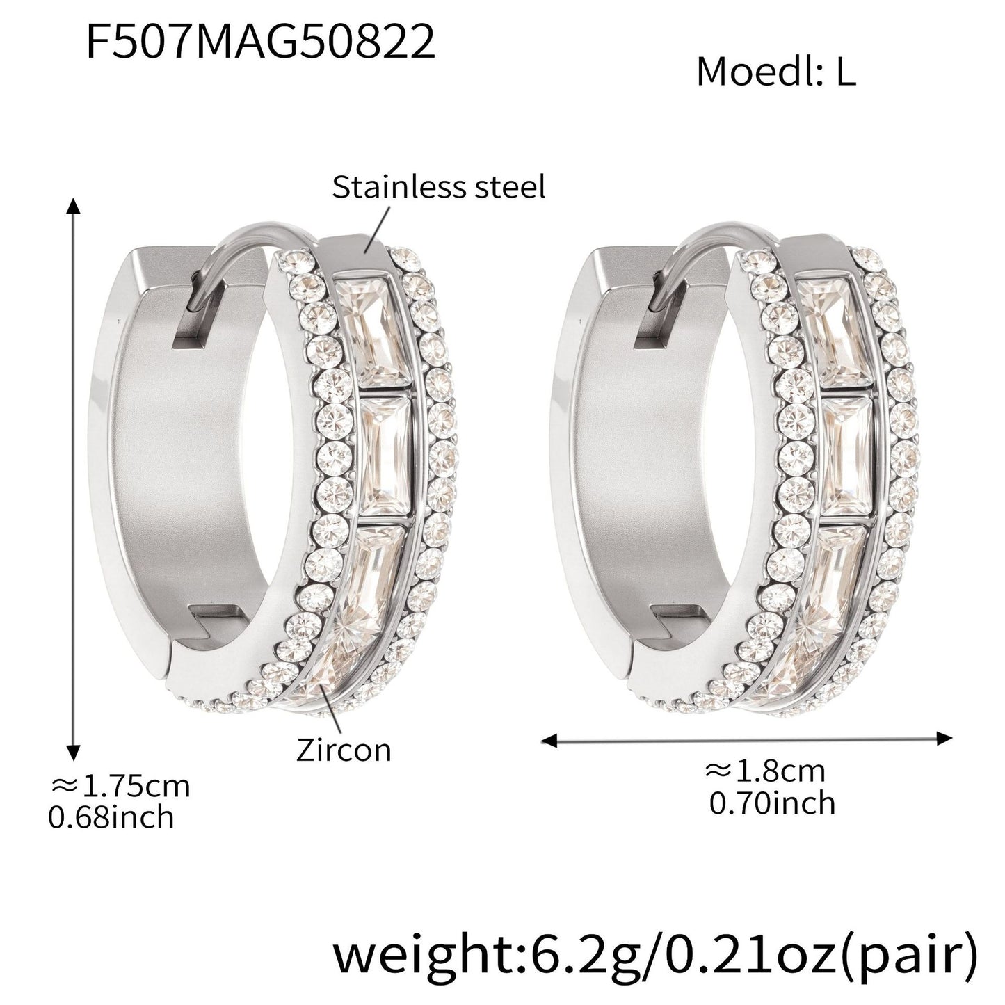 Zircon Hoop Earrings
