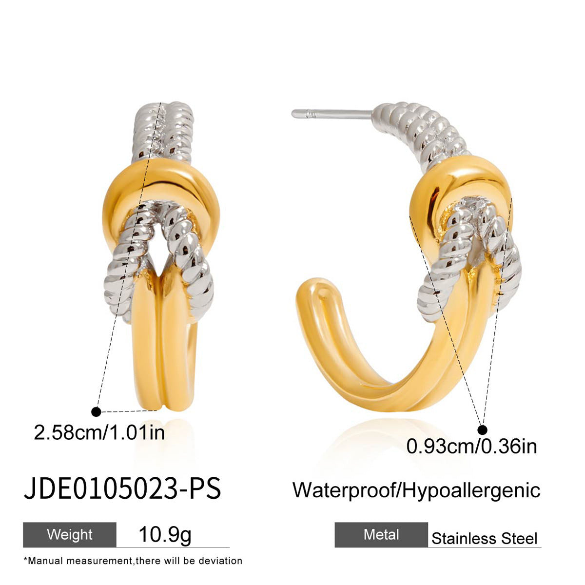 Knot shaped titanium steel earrings