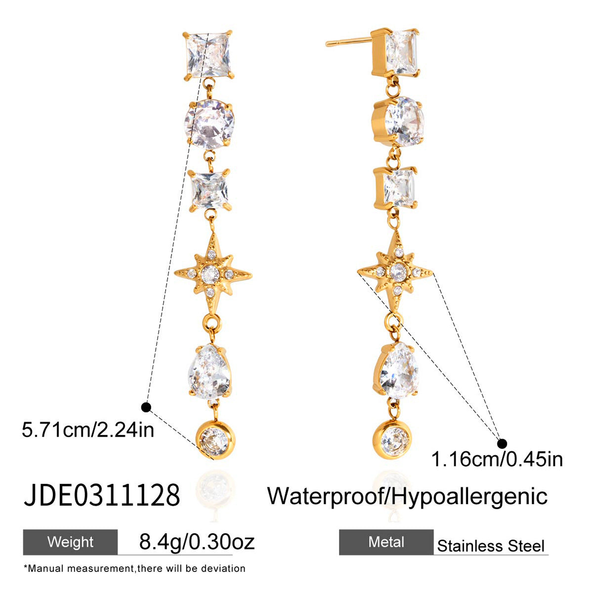 Zircon Tassel Stud Earrings