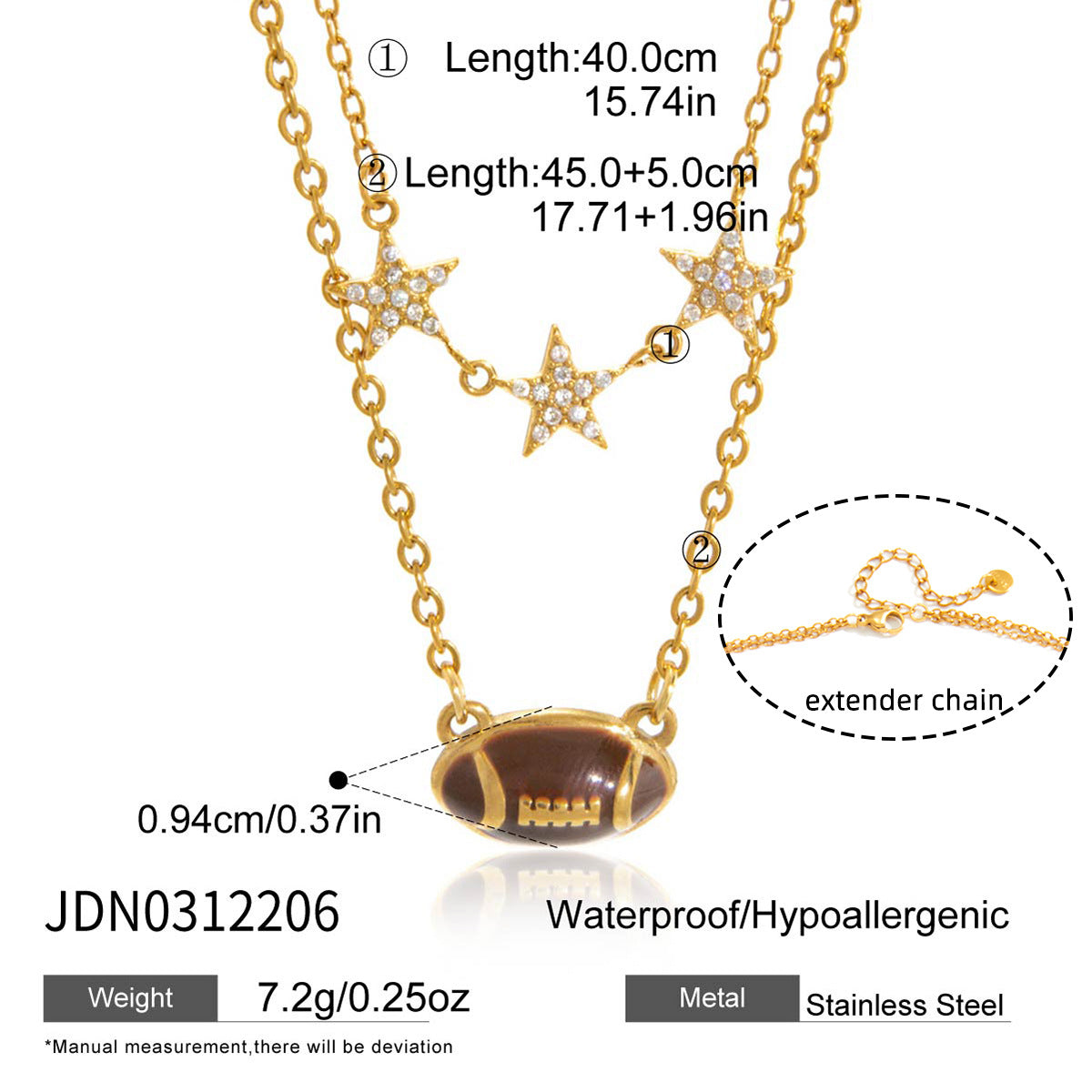 Rugby Football Titanium Steel Necklace