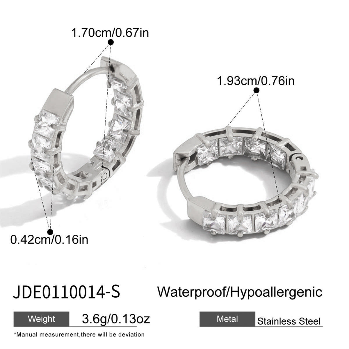 Waterproof Radiant Zirconia Hoops