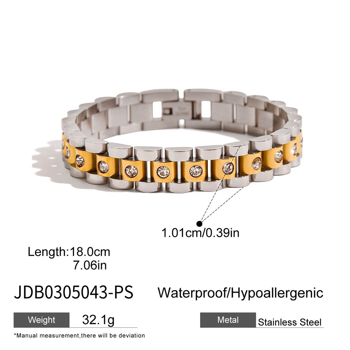 Round White Rhinestone Watch Strap