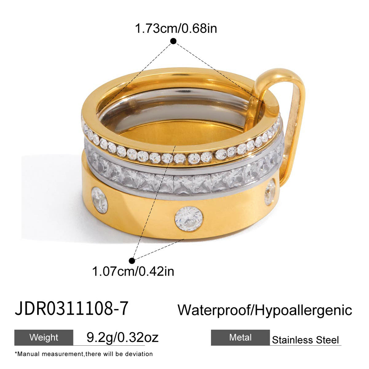 Color Block Zircon Stackable Rings