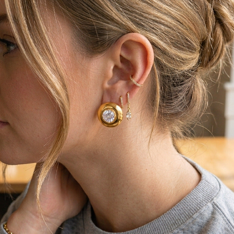 Round Zircon Stud Earrings