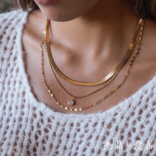 Triple Layer Zircon Necklace
