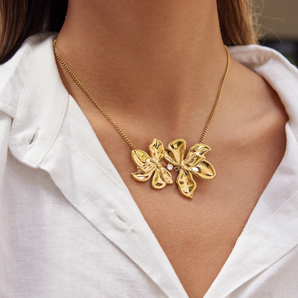 Floral Long Sweater Necklace