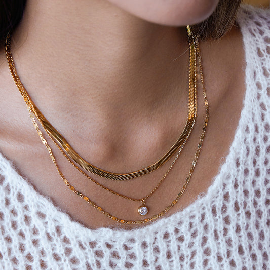 Triple Layer Zircon Necklace