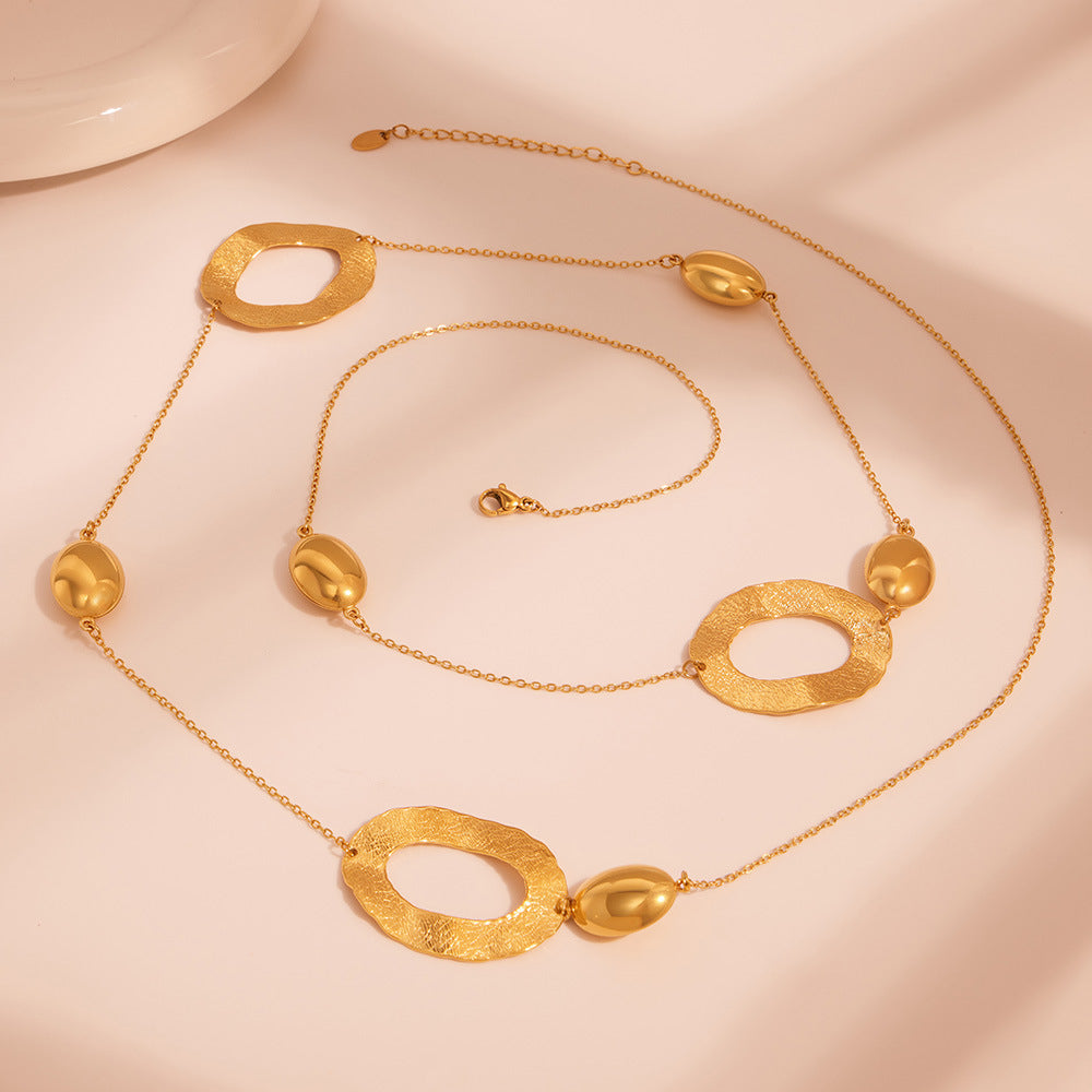Oval Hollow Long Sweater Necklace