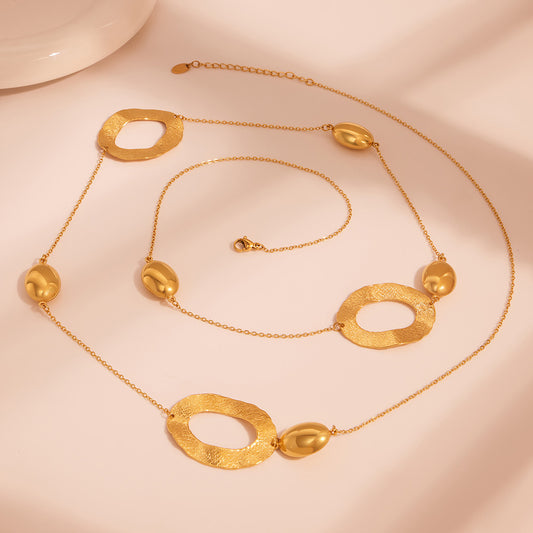 Oval Hollow Long Sweater Necklace
