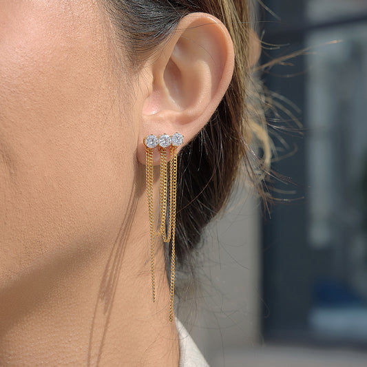 Zircon Tassel Earrings