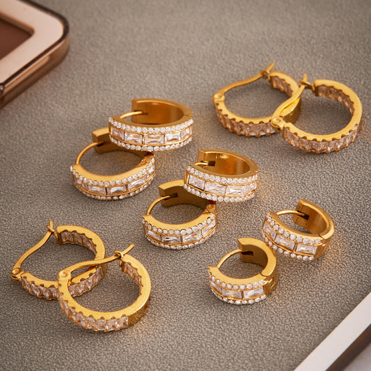 Zircon Hoop Earrings