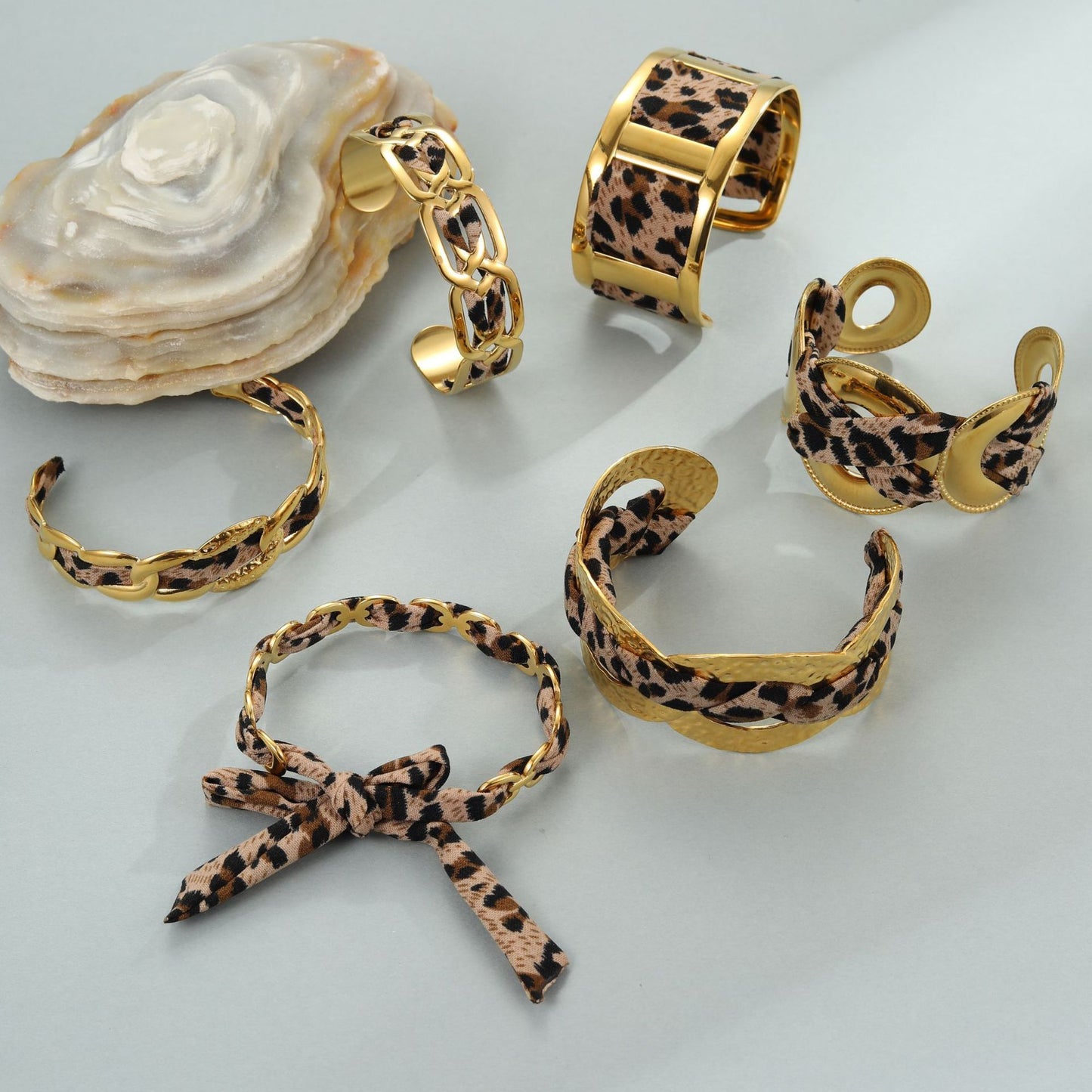 Leopard Print Ribbon Open Bangle