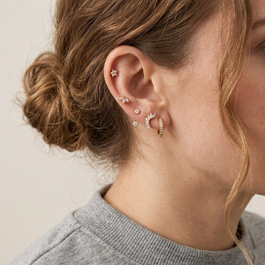 Multi-Pair Stainless Steel Zircon Earrings Set