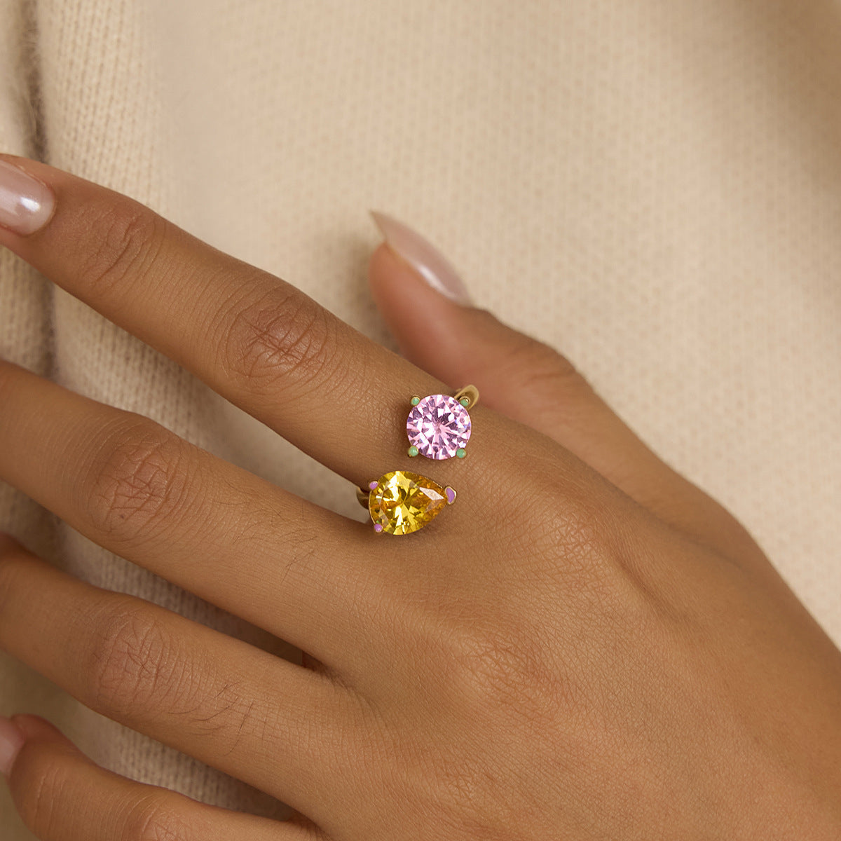 Teardrop Zircon Open Ring