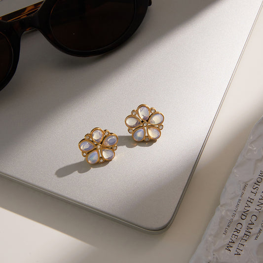 Natural Stone Flower Earrings