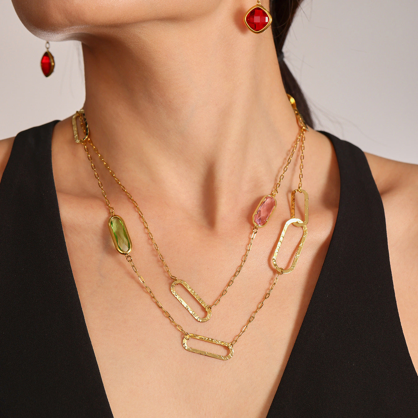 Glass Geometric Clavicle Necklace