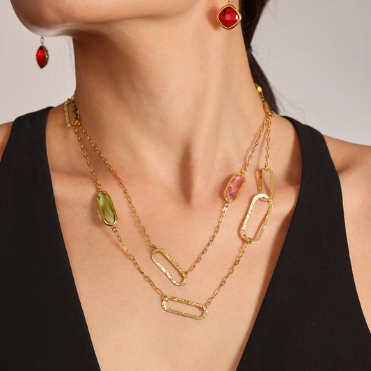 Glass Geometric Clavicle Necklace